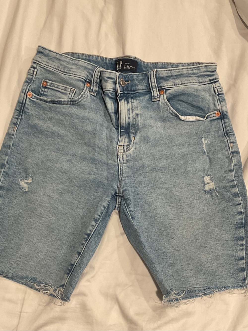 GAP Light Blue Distressed Denim Shorts